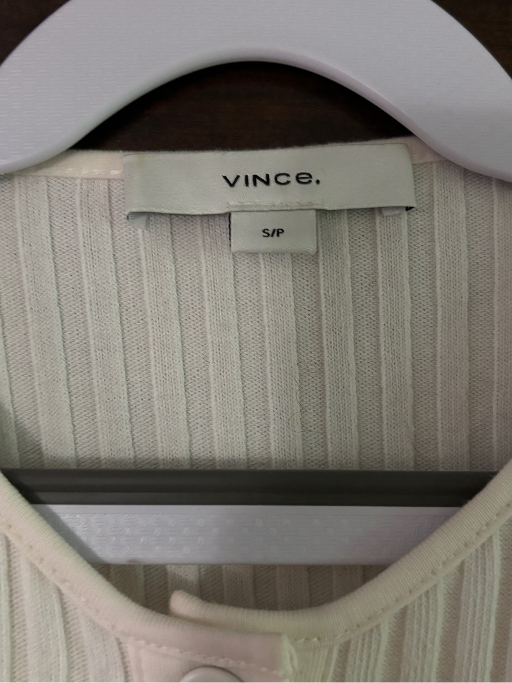 Vince Cream Ribbed Button-Front Cardigan - Picture 2 of 5